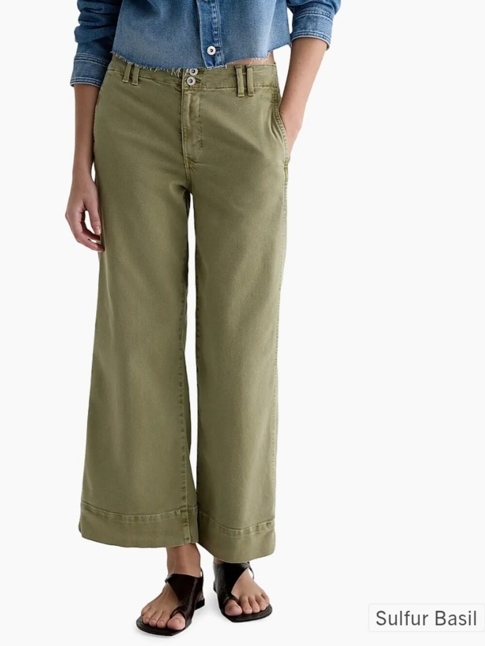 AG Adriano Goldschmied Natasha Mid-Rise Crop Jeans in Sulfur Basil Green Size 27